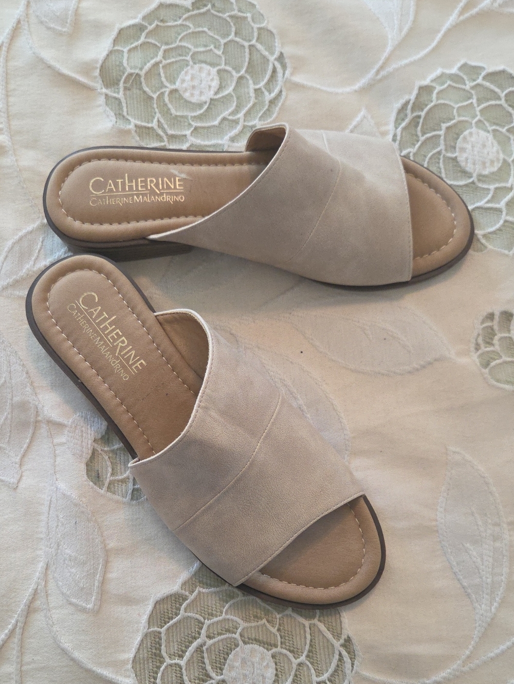 Catherines Light Taupe Suede Slide Mules